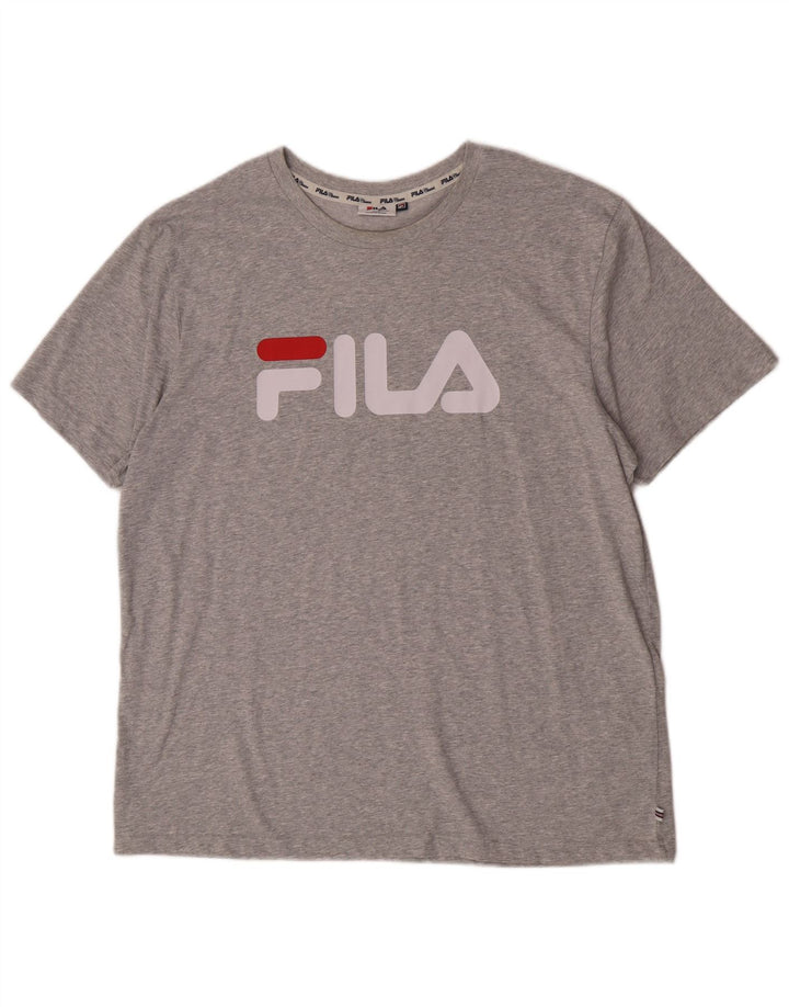 Fila Mens Graphic T-Shirt Top 2XL Grey Flecked Cotton