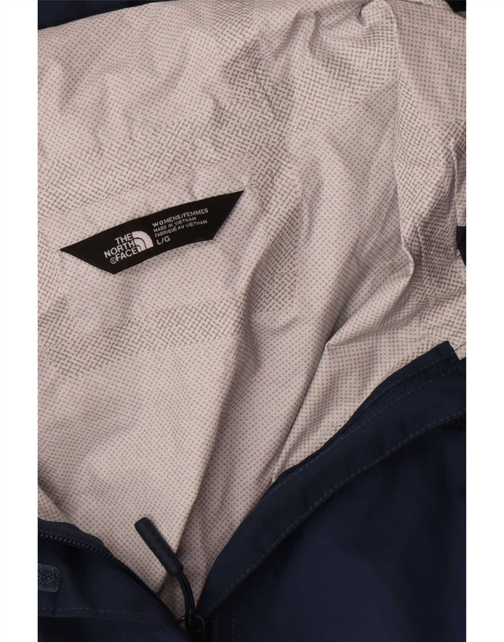 The North Face Womens Hooded Rain Jacket UK 16 Large Navy Blue
