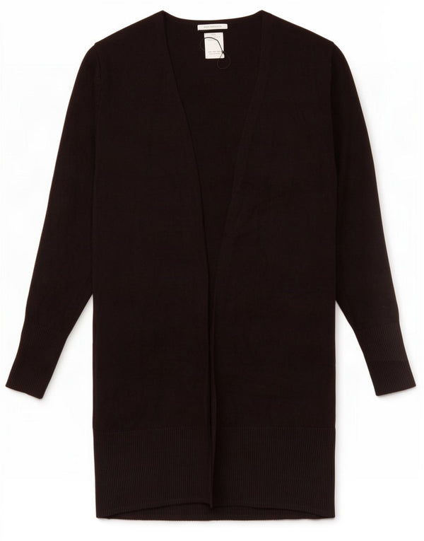Zara Girls Longline Open Cardigan Sweater 7-8 Years Black Acrylic