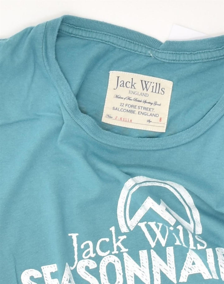 JACK WILLS Womens Graphic T-Shirt Top UK 8 Small  Blue Cotton | Vintage Jack Wills | Thrift | Second-Hand Jack Wills | Used Clothing | Messina Hembry 