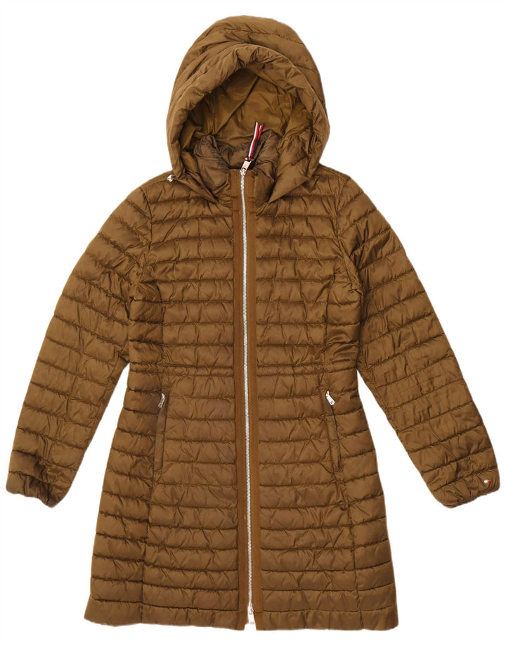 Tommy Hilfiger Womens Hooded Padded Coat UK 14 Medium Khaki Polyamide