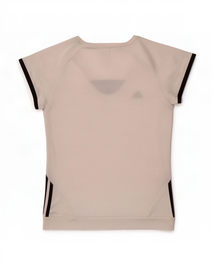 Adidas Womens T-Shirt Top UK 12 Medium White Polyester
