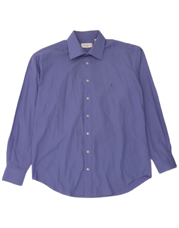 Yves Saint Laurent Mens Shirt Size 42 16 1/2 Large Blue Cotton