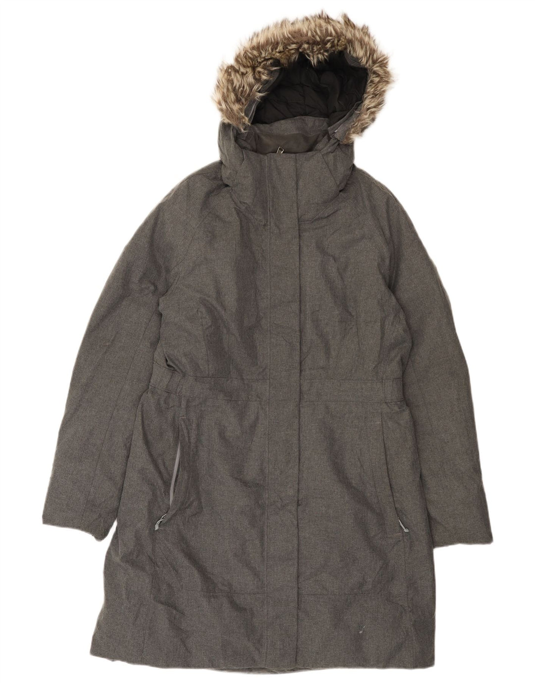 The North Face Womens Hooded Padded Coat UK 16 Large Grey Polyester