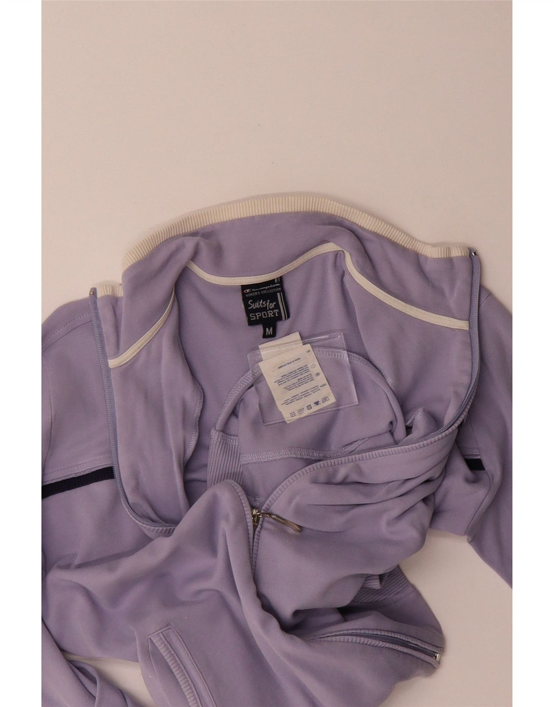 CHAMPION Womens Tracksuit Top Jacket UK 14 Medium Purple Cotton