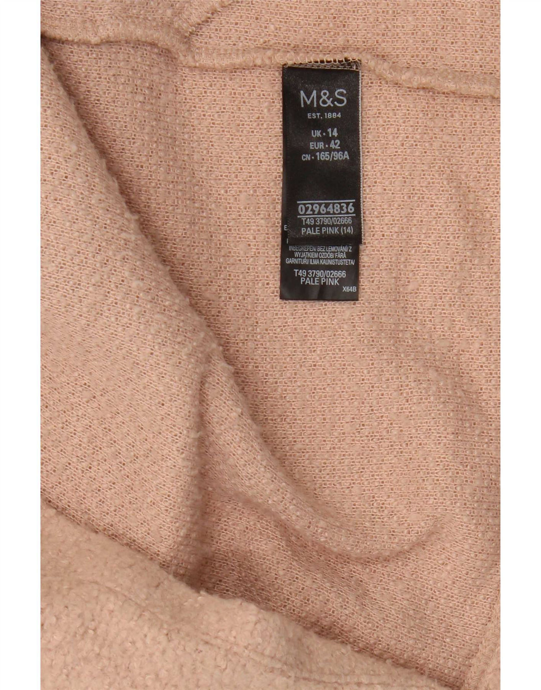 Marks & Spencer Womens Open Overcoat UK 14 Large Pink Polyester