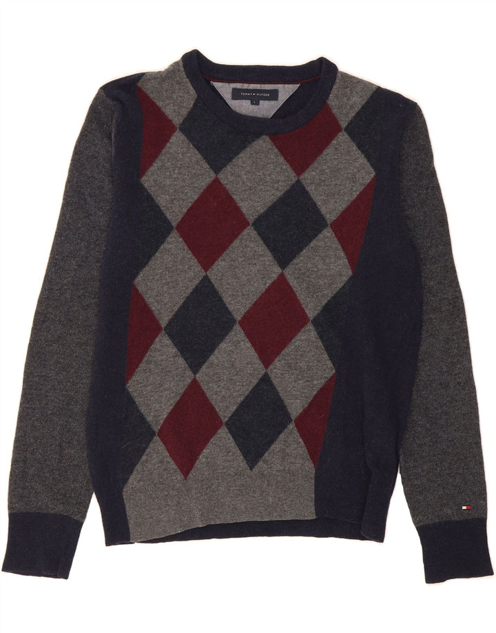 TOMMY HILFIGER Mens Crew Neck Jumper Sweater Large Navy Blue Vintage Tommy Hilfiger and Second-Hand Tommy Hilfiger from Messina Hembry 