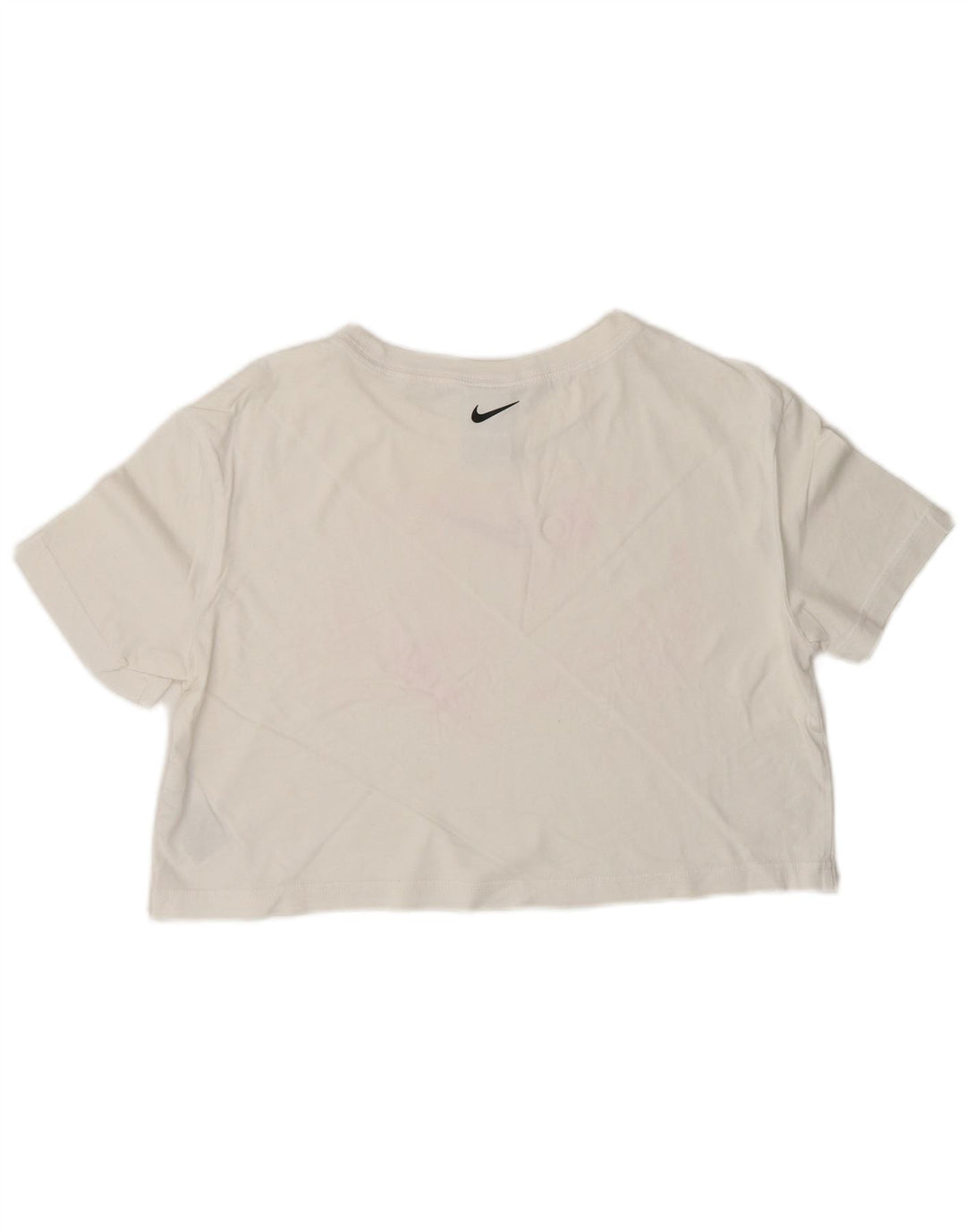 NIKE Womens Loose Fit Crop Graphic T-Shirt Top UK 10 Small White Cotton