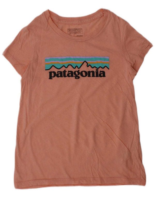 Patagonia Girls Graphic T-Shirt Top 7-8 Years Small Pink Cotton