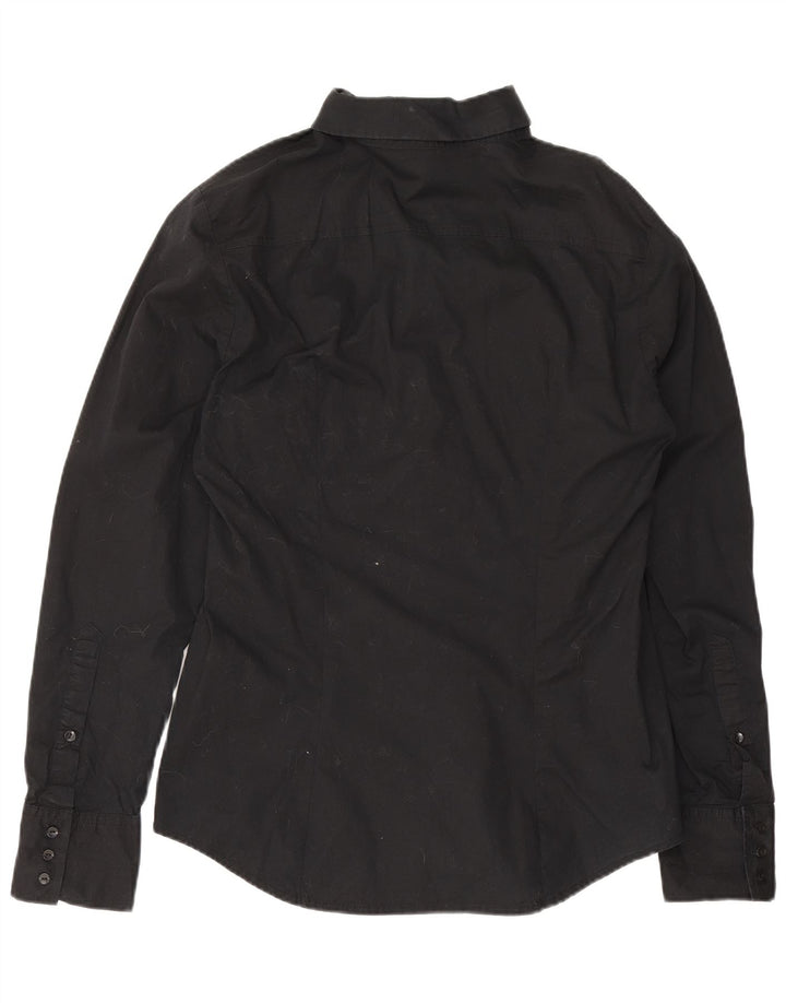 Benetton Womens Shirt UK 12 Medium Black Cotton
