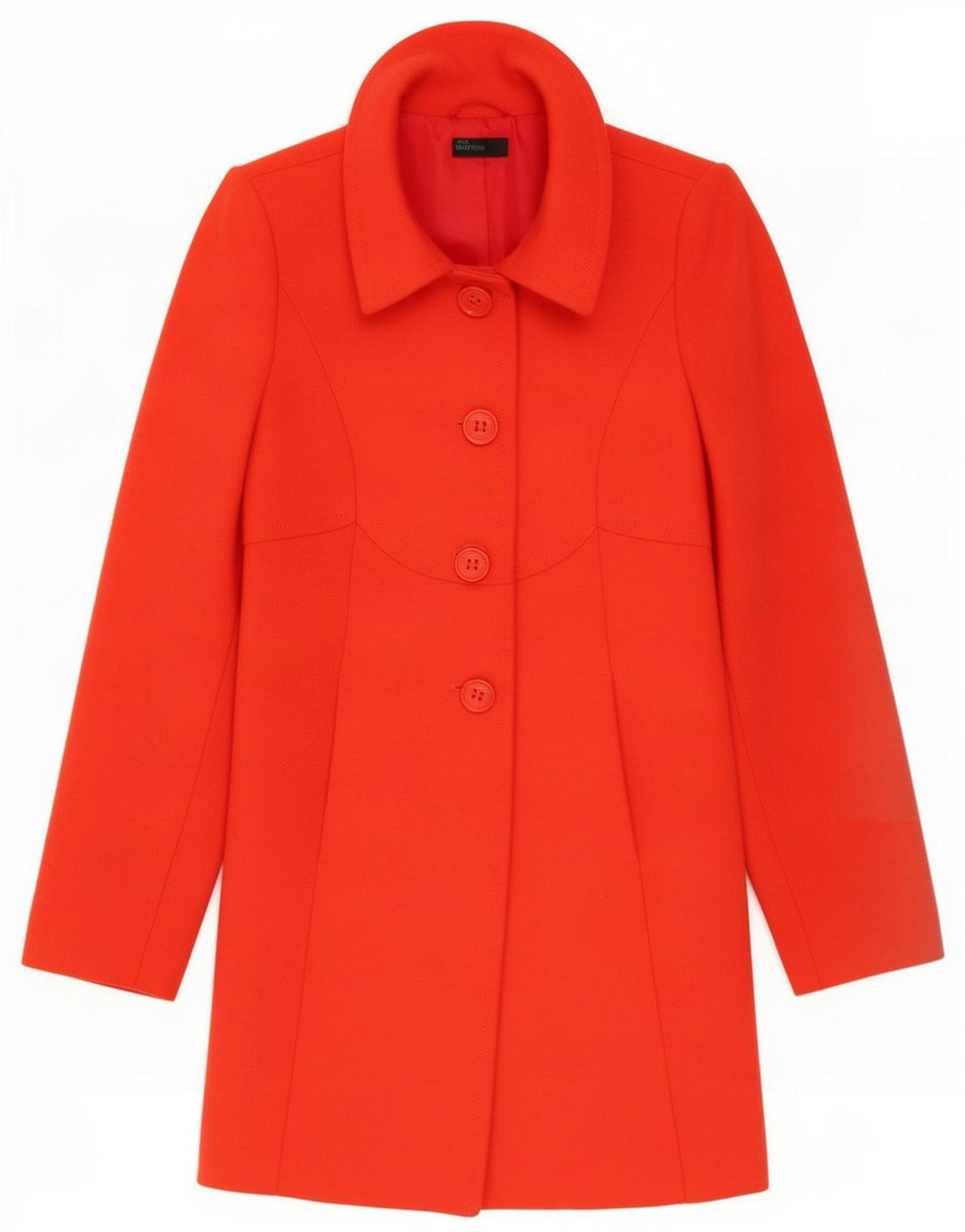 Benetton Womens Overcoat IT 38 XS Orange Wool