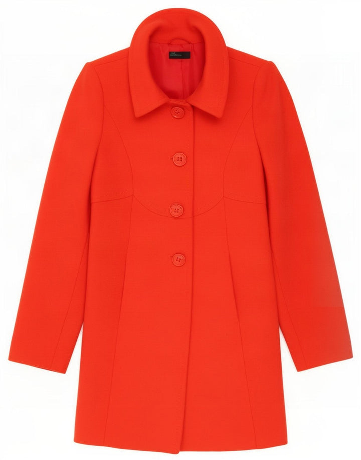 Benetton Womens Overcoat IT 38 XS Orange Wool