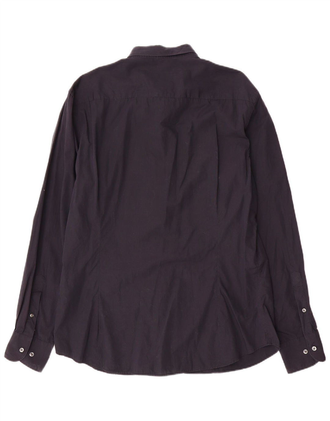 MASSIMO DUTTI Mens Slim Fit Shirt XL Navy Blue Cotton