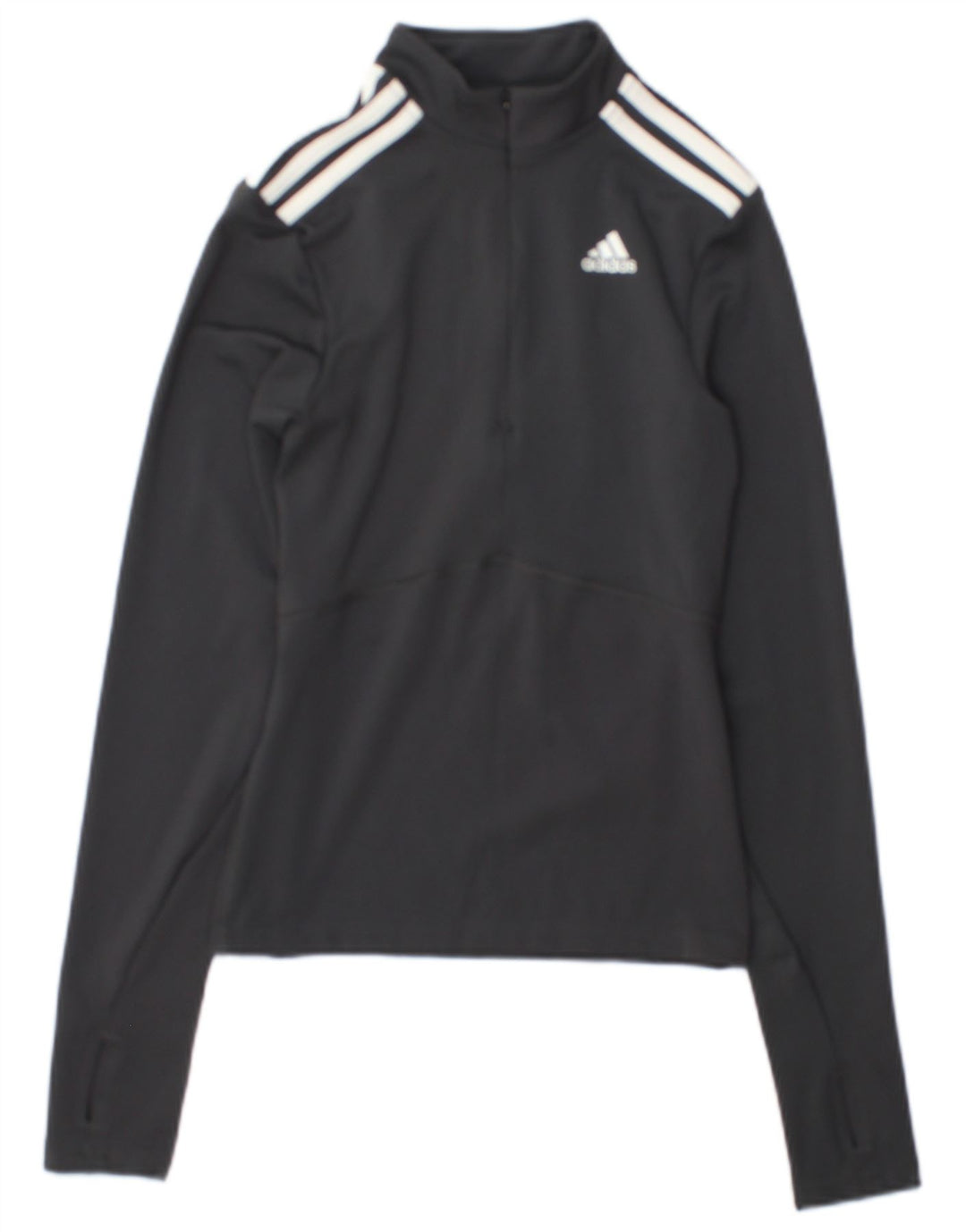 Adidas Womens Zip Neck Pullover Tracksuit Top UK 4/6 XS Grey Colourblock