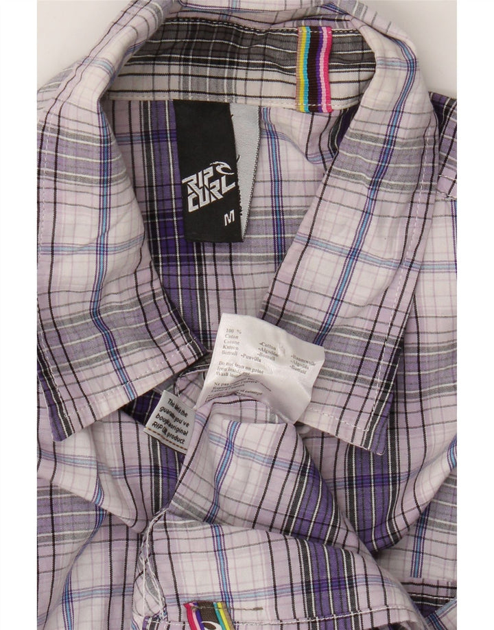 Rip Curl Mens Short Sleeve Shirt Medium Purple Check Cotton