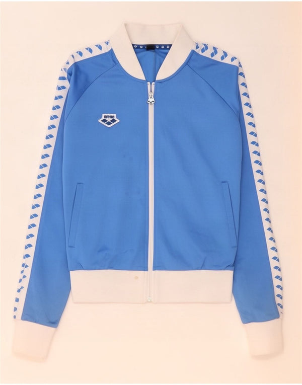 Arena Womens Graphic Tracksuit Top Jacket UK 6 XS Blue Colourblock