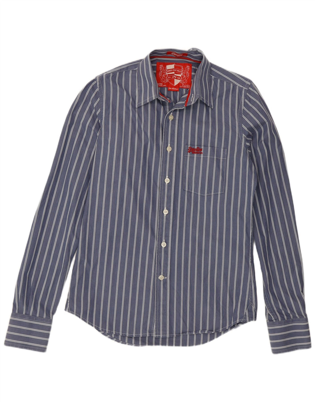 Superdry Mens Shirt Medium Blue Striped Cotton