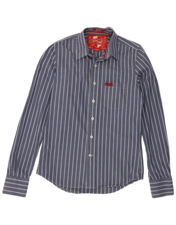Superdry Mens Shirt Medium Blue Striped Cotton