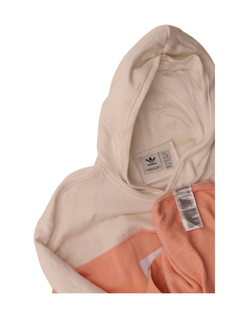 ADIDAS Girls Graphic Hoodie Jumper 13-14 Years Pink Colourblock Cotton Vintage Adidas and Second-Hand Adidas from Messina Hembry 