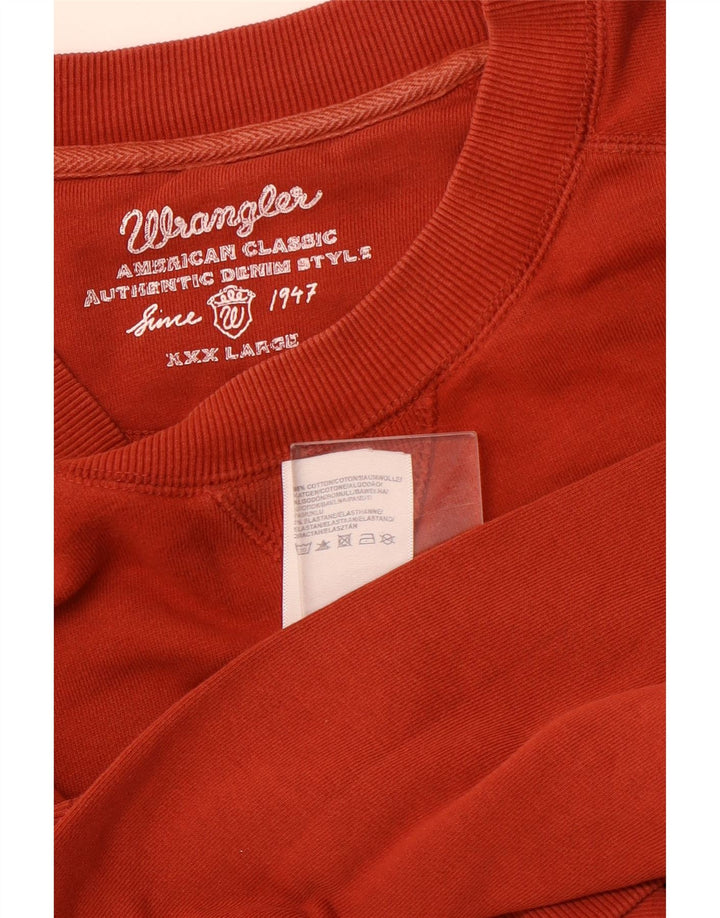 WRANGLER Mens Sweatshirt Jumper 3XL Orange Cotton