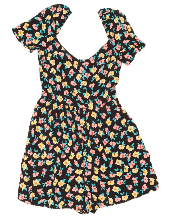 Zara Womens Playsuit UK 8 Small Black Floral