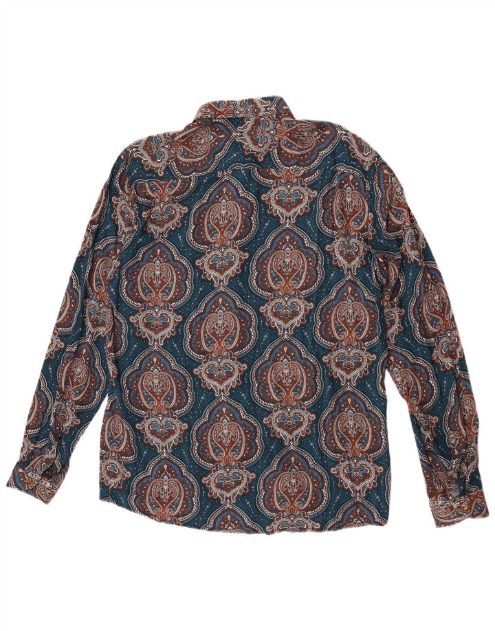 Over/D Mens Shirt 2XL Blue Paisley Viscose