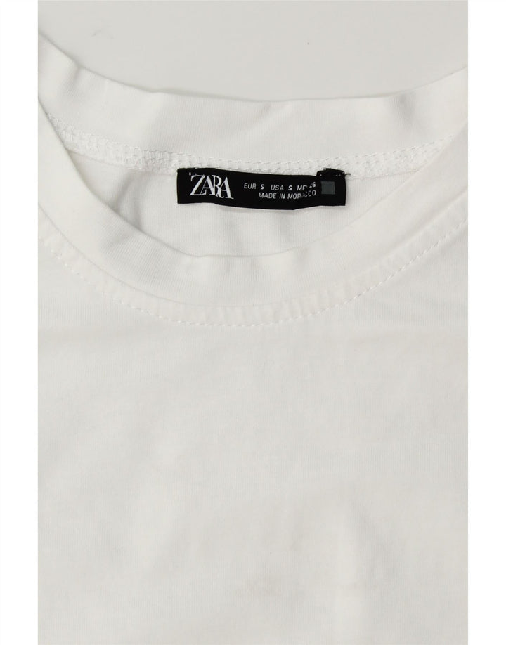 ZARA Womens T-Shirt Top UK 10 Small White Cotton Vintage Zara and Second-Hand Zara from Messina Hembry 