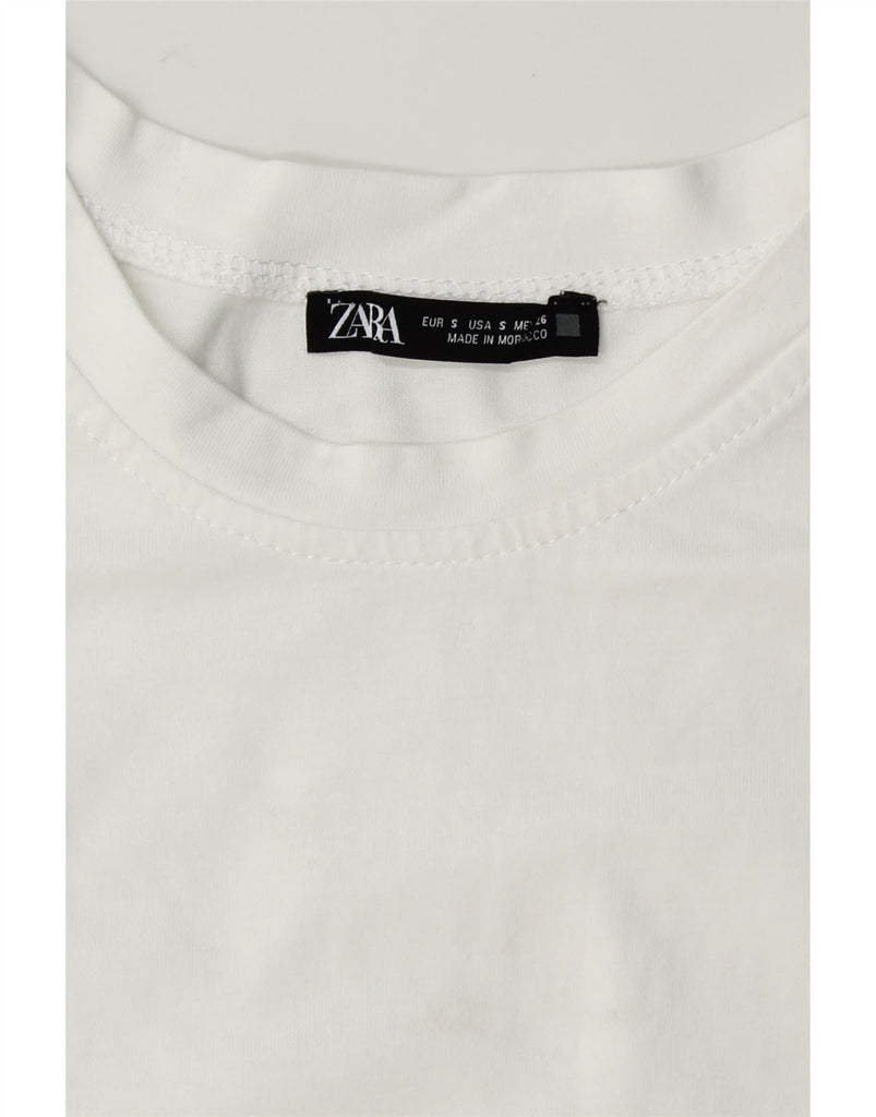 ZARA Womens T-Shirt Top UK 10 Small White Cotton Vintage Zara and Second-Hand Zara from Messina Hembry 