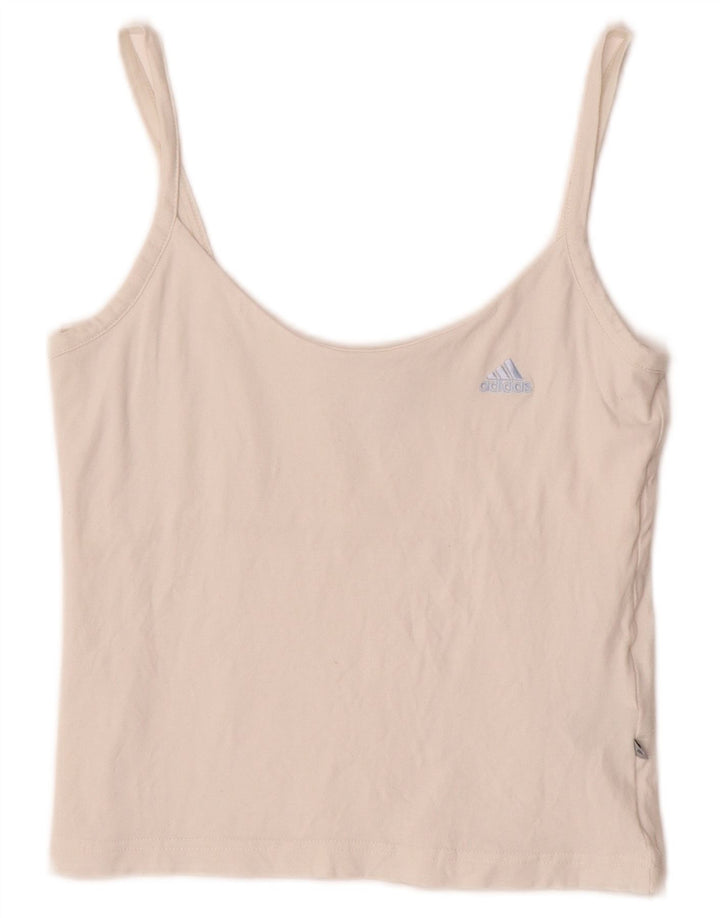 ADIDAS Womens Crop Cami Top UK 12 Medium Off White Cotton