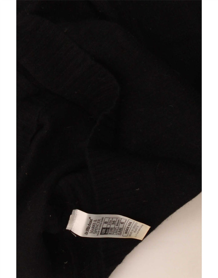 Marks & Spencer Womens Cardigan Sweater UK 8 Small Black Lambswool