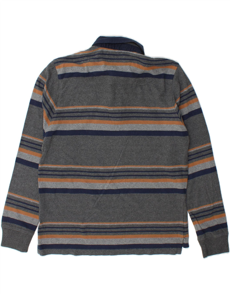 BLUE HARBOUR Mens Regular Fit Rugby Polo Shirt Small Grey Striped Vintage Blue Harbour and Second-Hand Blue Harbour from Messina Hembry 