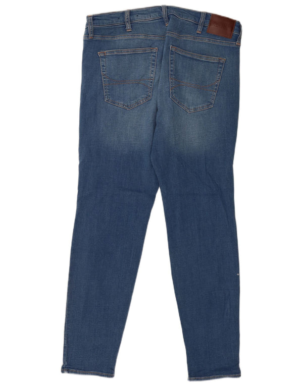 Hollister Mens Distressed Super Skinny Jeans W36 L32 Blue Cotton