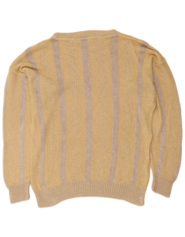 Portobello’s Mens Crew Neck Jumper Sweater Large Yellow Striped