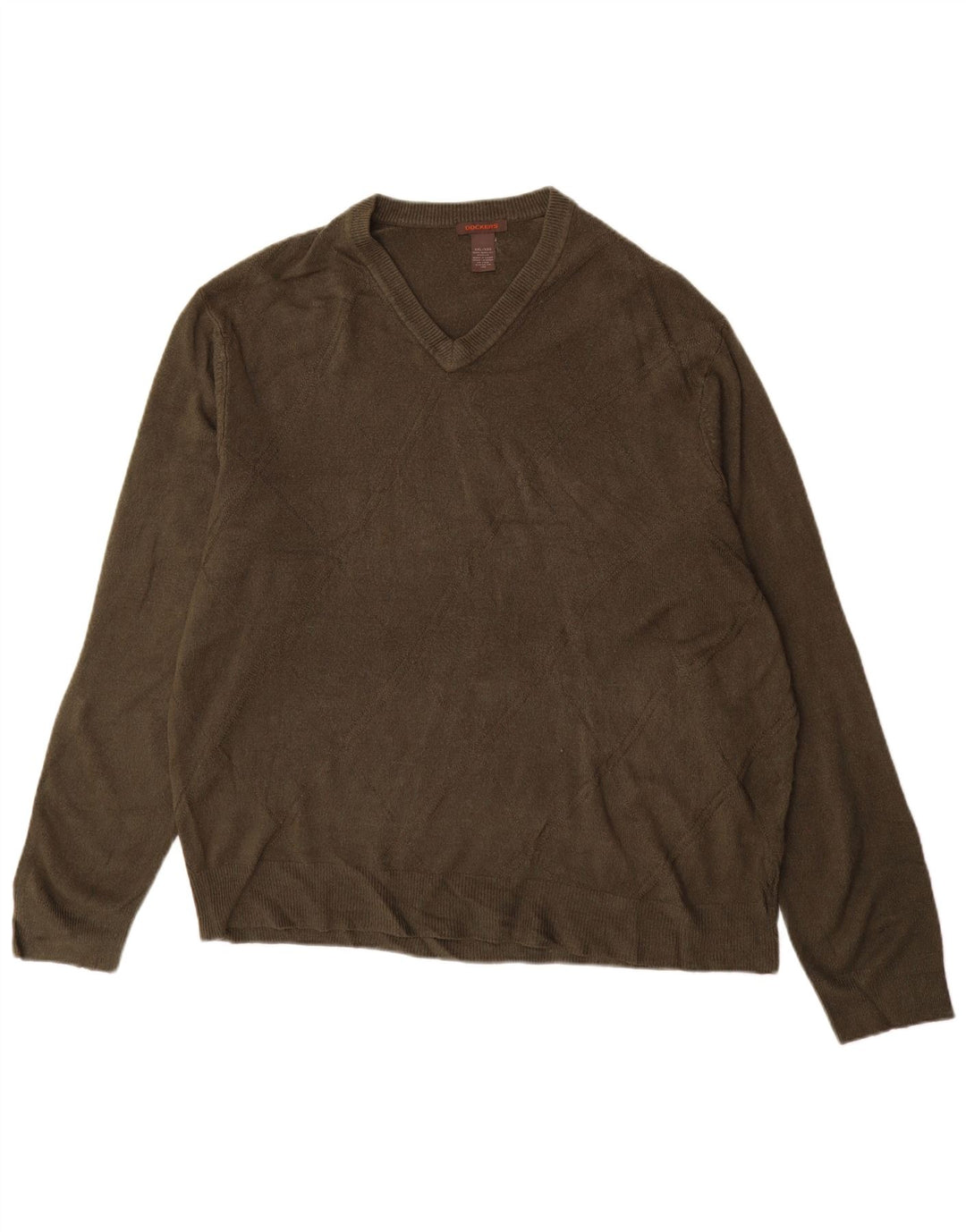 Dockers Mens V-Neck Jumper Sweater 2XL Khaki Acrylic