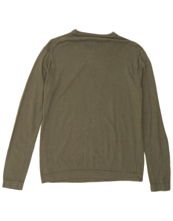 BENETTON Mens Crew Neck Jumper Sweater Medium Khaki