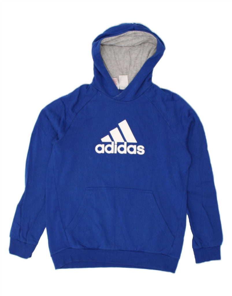 ADIDAS Boys Graphic Hoodie Jumper 15-16 Years Blue Cotton | Vintage Adidas | Thrift | Second-Hand Adidas | Used Clothing | Messina Hembry 