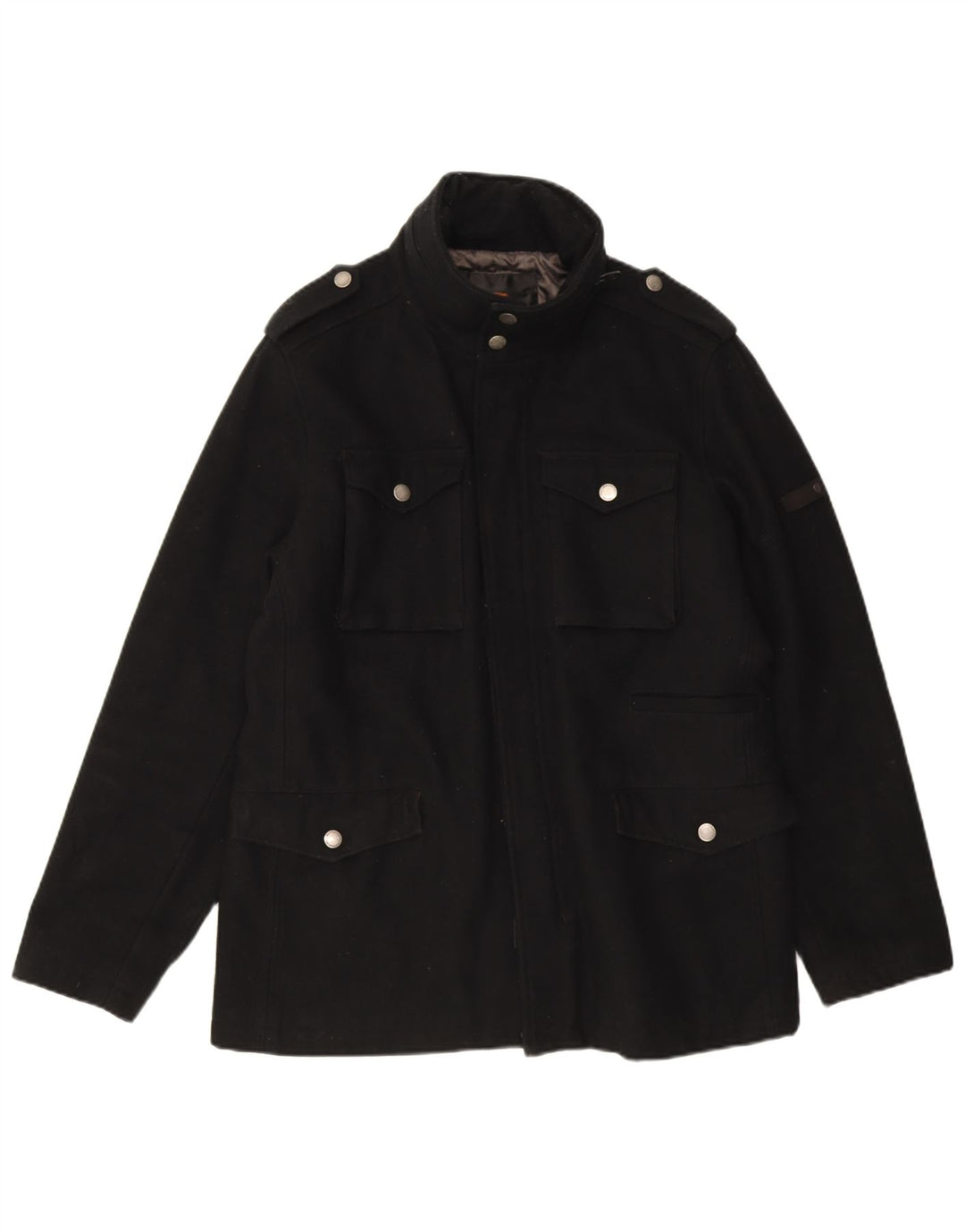 Ben Sherman Mens Utility Jacket UK 40 Large Black Wool