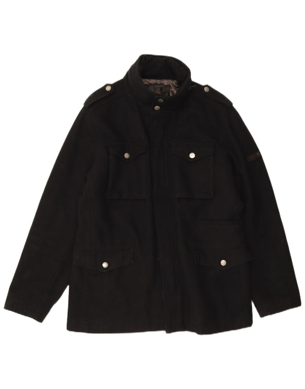 Ben Sherman Mens Utility Jacket UK 40 Large Black Wool