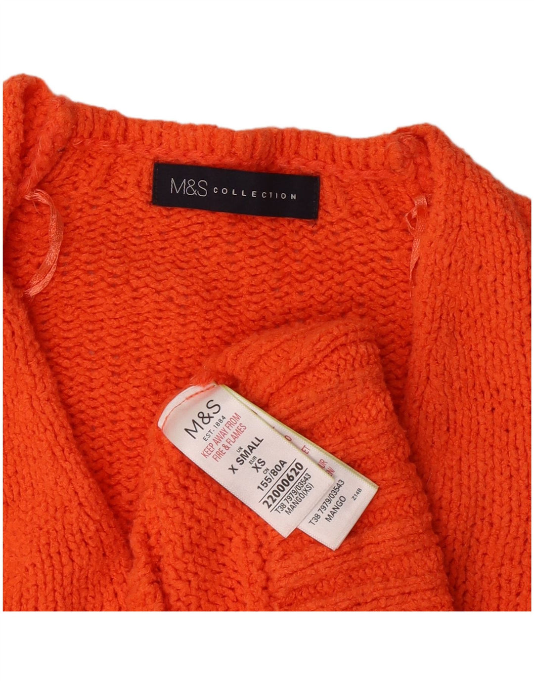 Marks & Spencer Womens Oversized V-Neck Jumper Sweater UK 6 XS Orange