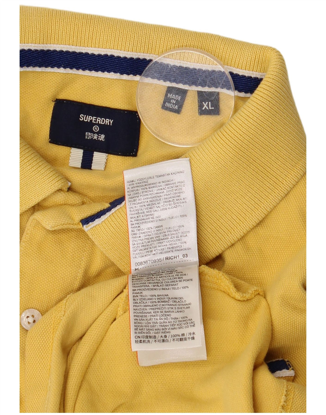 Superdry Mens Polo Shirt XL Yellow Cotton