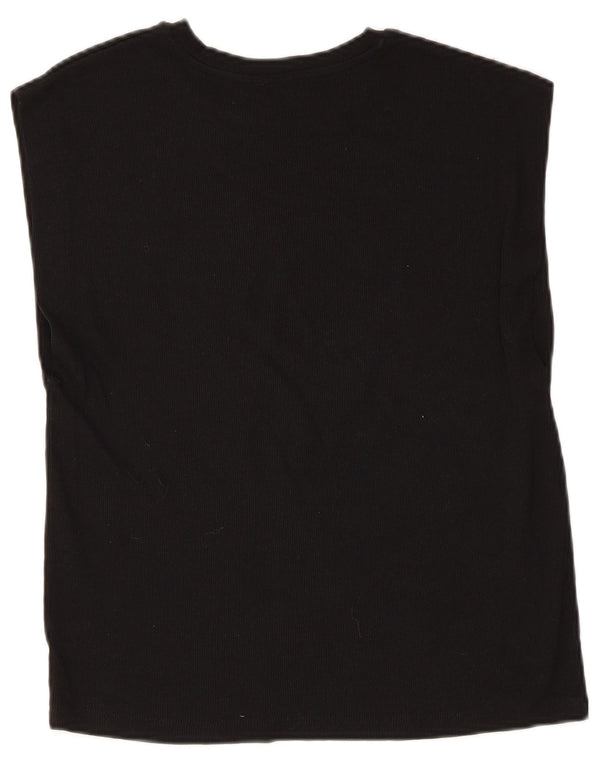 Zara Womens Vest Top UK 10 Small Black Cotton