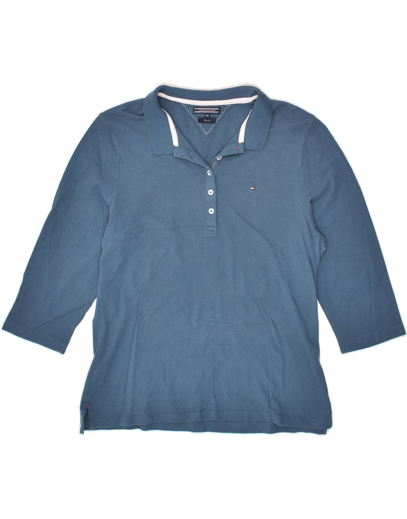 TOMMY HILFIGER Womens 3/4 Sleeve Polo Shirt UK 20 2XL Blue Cotton | Vintage Tommy Hilfiger | Thrift | Second-Hand Tommy Hilfiger | Used Clothing | Messina Hembry 