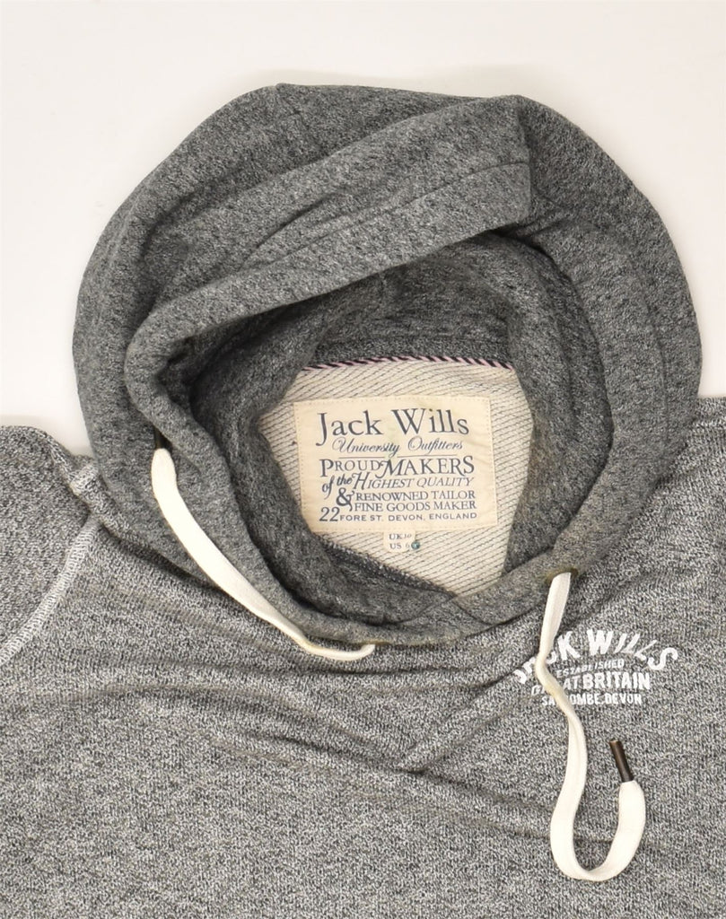 JACK WILLS Womens Oversized Hoodie Jumper UK 10 Small  Grey Cotton | Vintage Jack Wills | Thrift | Second-Hand Jack Wills | Used Clothing | Messina Hembry 