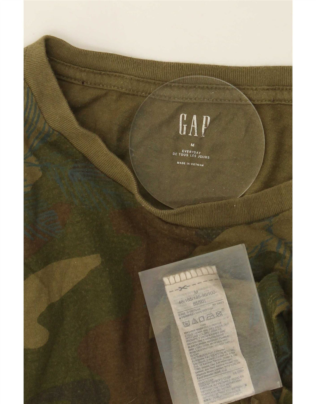 Gap Mens T-Shirt Top Medium Khaki Camouflage Cotton
