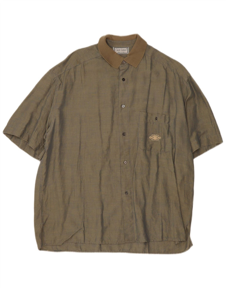 Gran Sasso Mens Short Sleeve Shirt XL Khaki