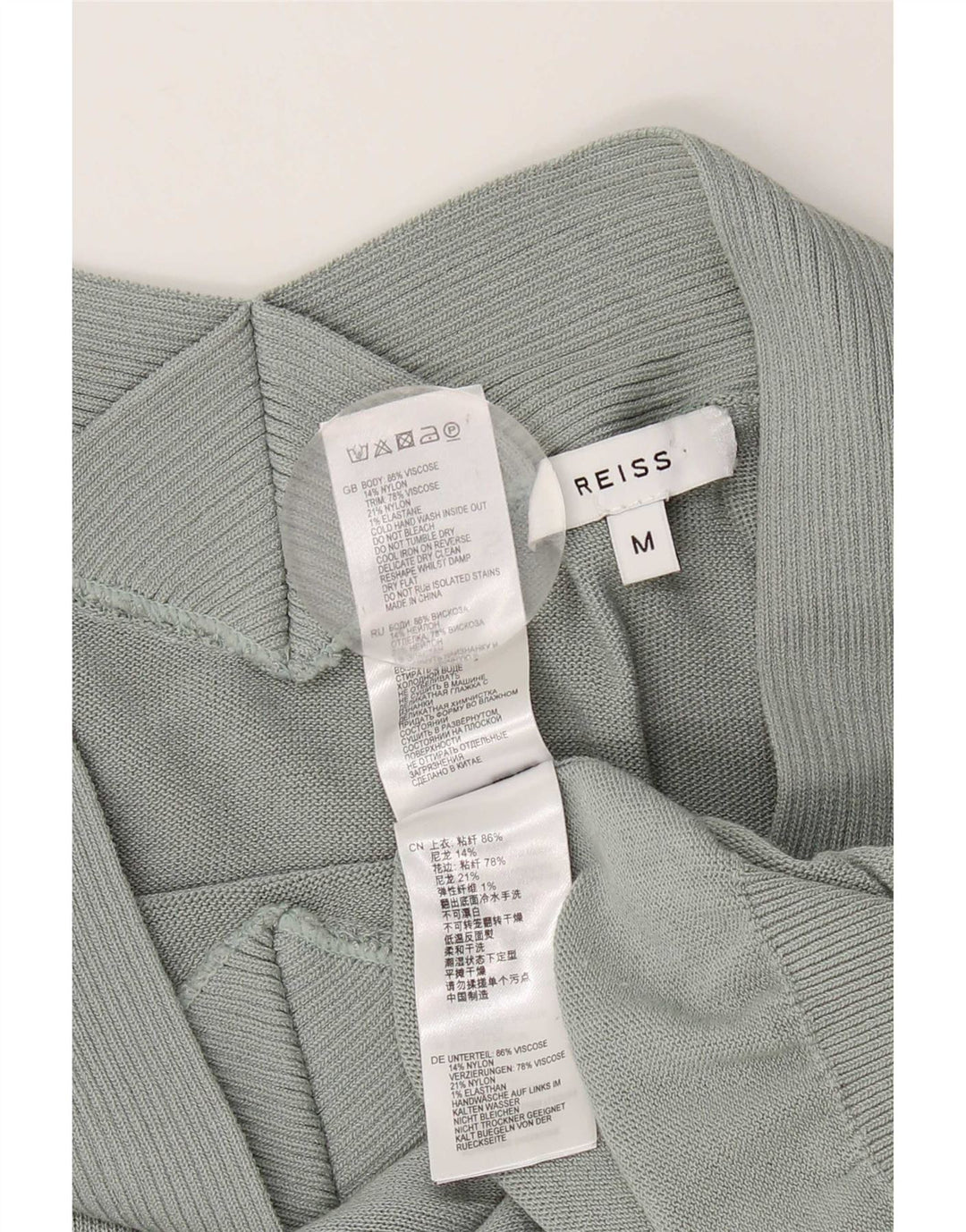 Reiss Womens Off Shoulder Jumper UK 14 Medium Green Viscose