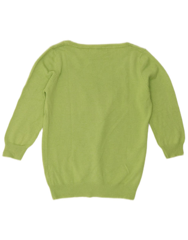 Zara Womens Cardigan Sweater UK 12 Medium Green Argyle/Diamond Cotton