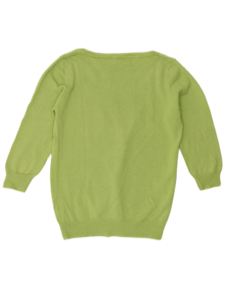 Zara Womens Cardigan Sweater UK 12 Medium Green Argyle/Diamond Cotton