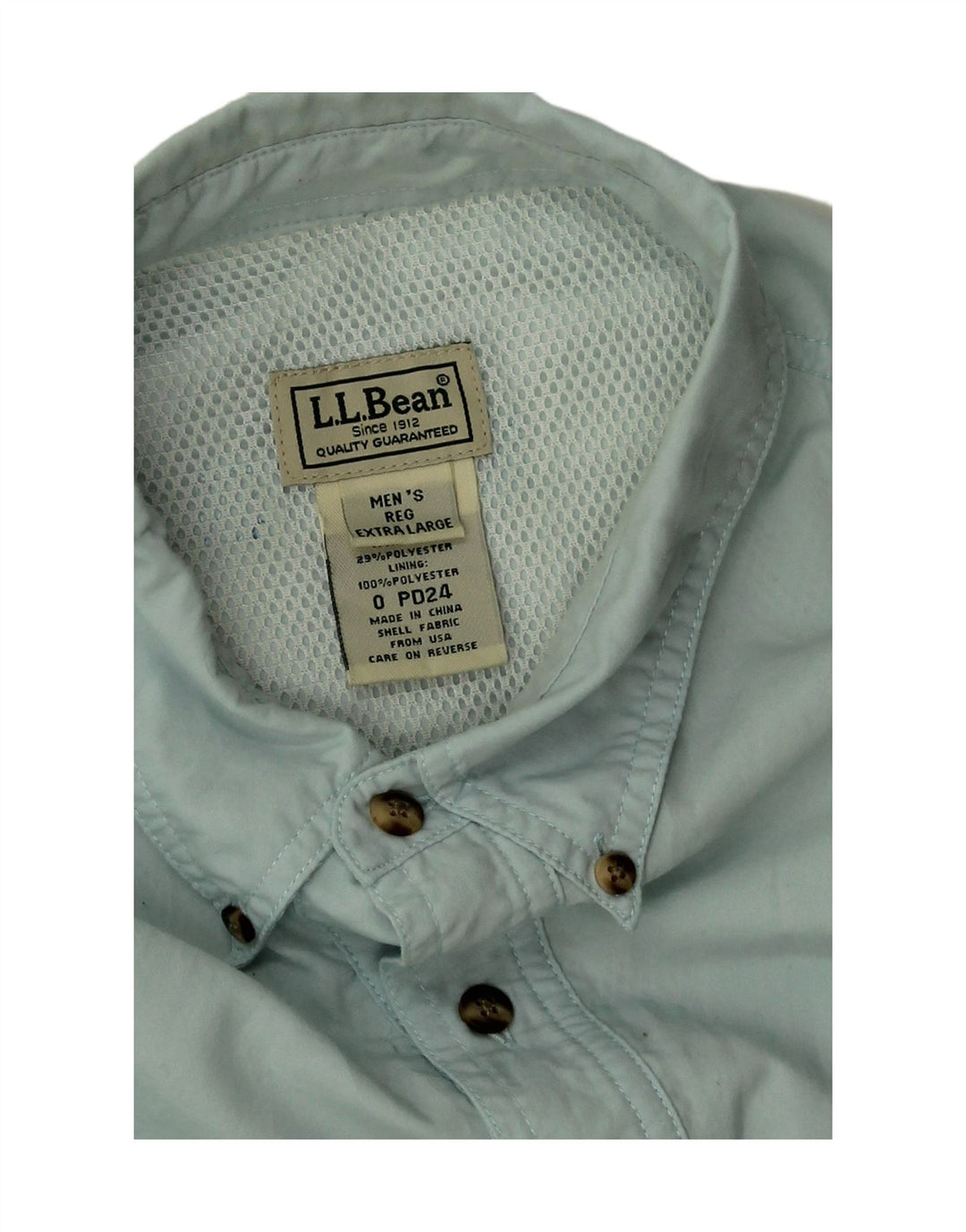 L.L.BEAN Mens Shirt XL Blue Nylon