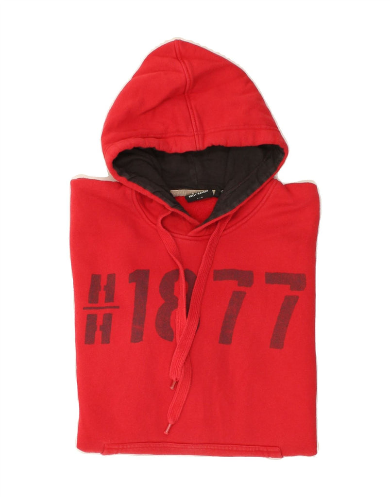 HELLY HANSEN Mens Graphic Hoodie Jumper Large Red Cotton | Vintage Helly Hansen | Thrift | Second-Hand Helly Hansen | Used Clothing | Messina Hembry 